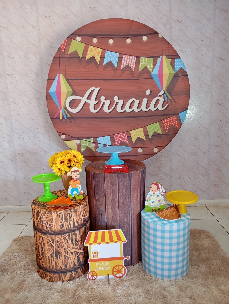 Kit Prata Arraiá Junino Madeira Escura - Greicy Art´S Decor