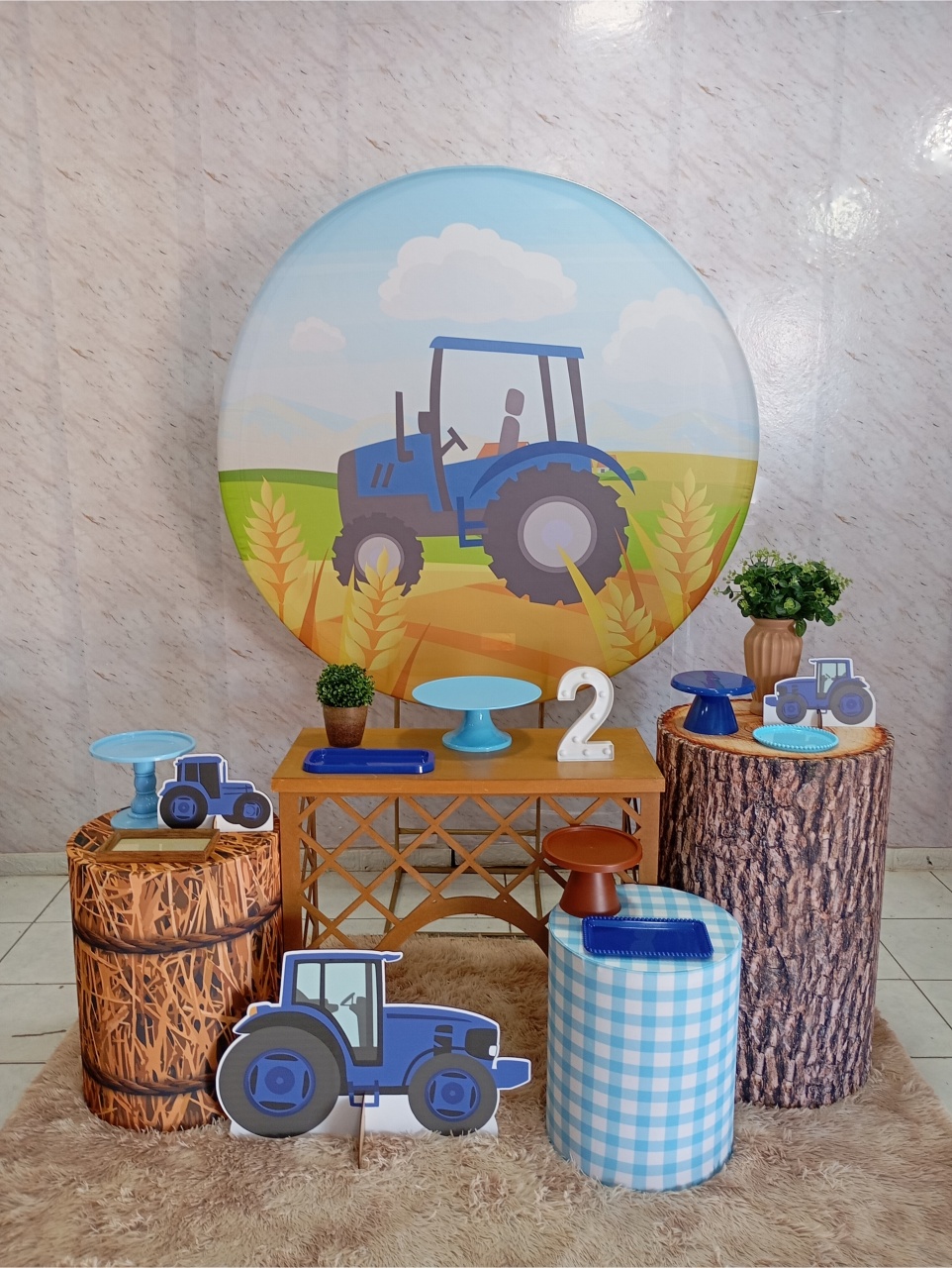 Kit Ouro Trator Azul - Greicy Art´S Decor