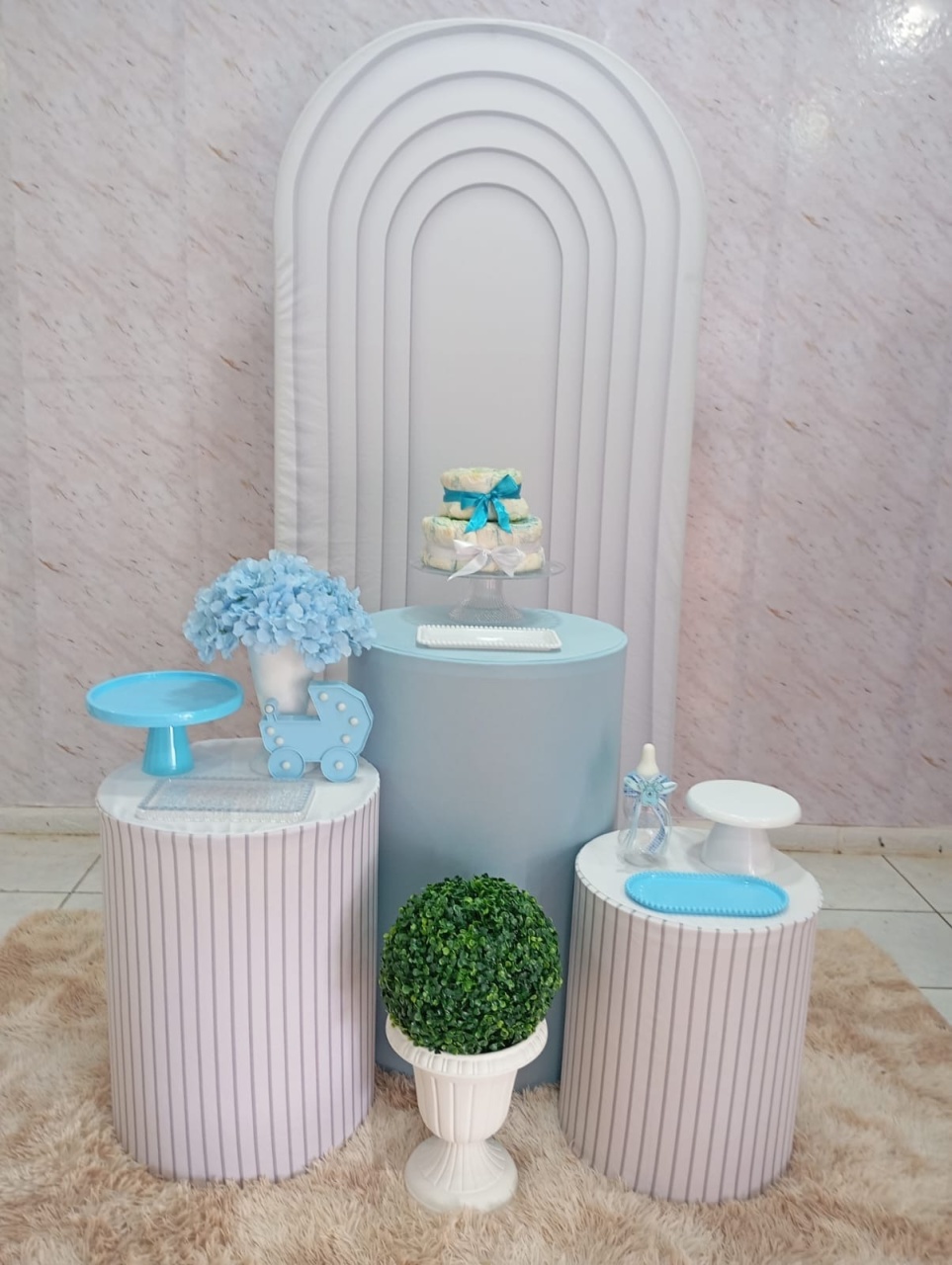 Kit Prata Chá de Bebê Azul - Greicy Art´S Decor