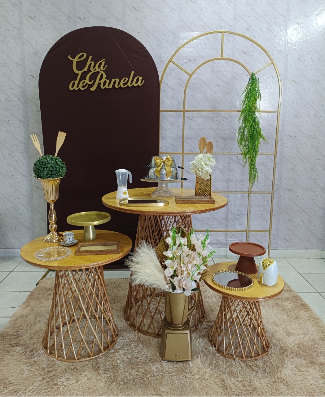 Composição Chá de Panela Marrom E Dourado - Greicy Art´s Decor