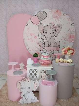 Kit Diamante Chá Bebê Elefantinho Rosa - Greicy Art´S Decor