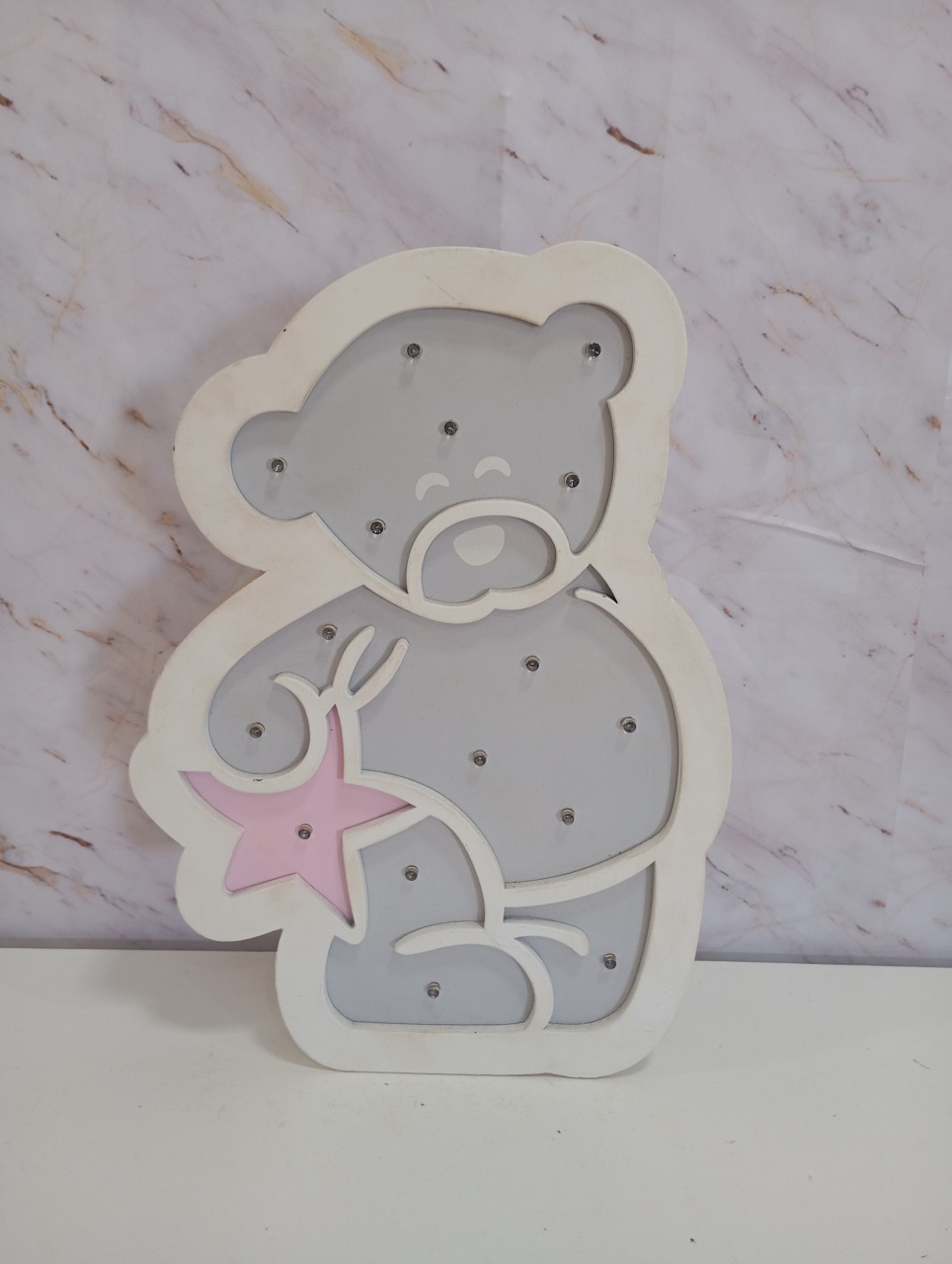 Led Mesa Decorativo Urso Cinza - Greicy Art´s Decor