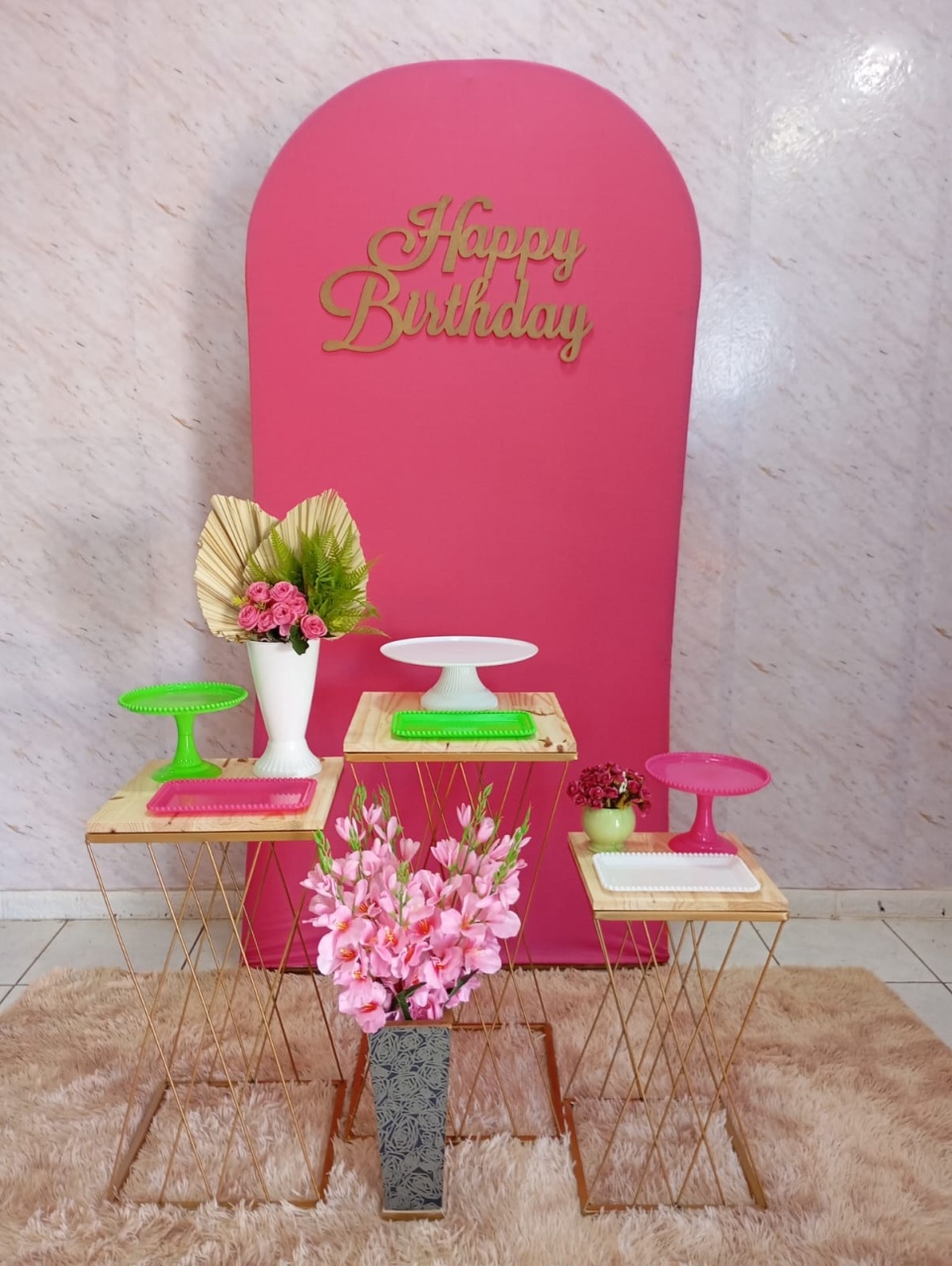 Kit Prata Pink/ Verde Limão - Greicy Art´s Decor