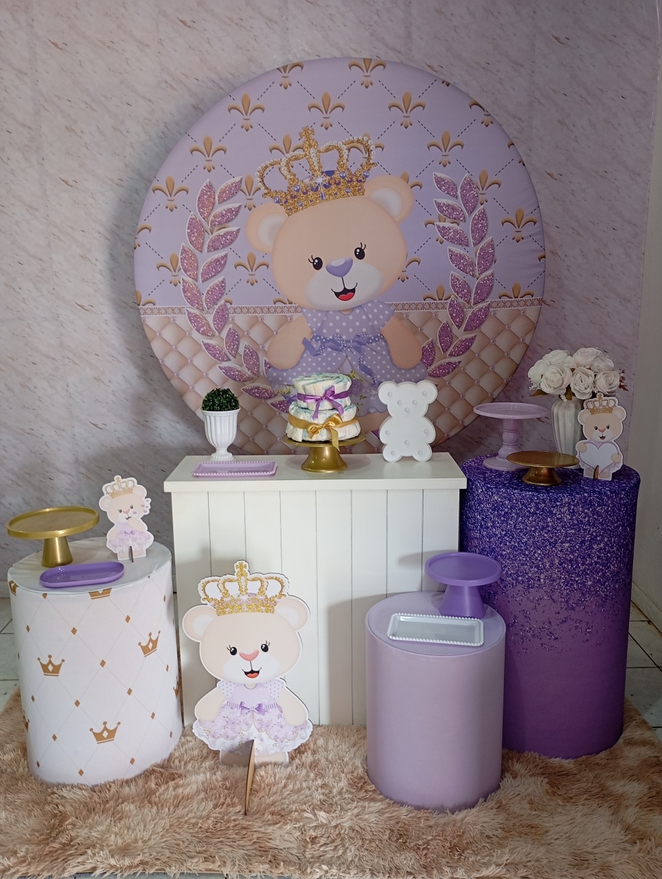 Kit Ouro Ursinha Lilás  - Greicy Art´S Decor