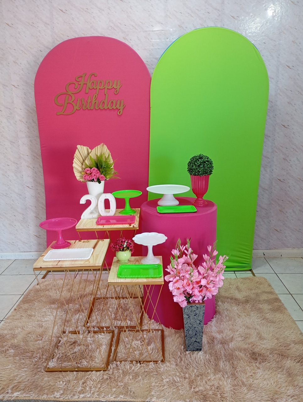 Kit Diamante Pink/ Verde Limão - Greicy Art´s Decor