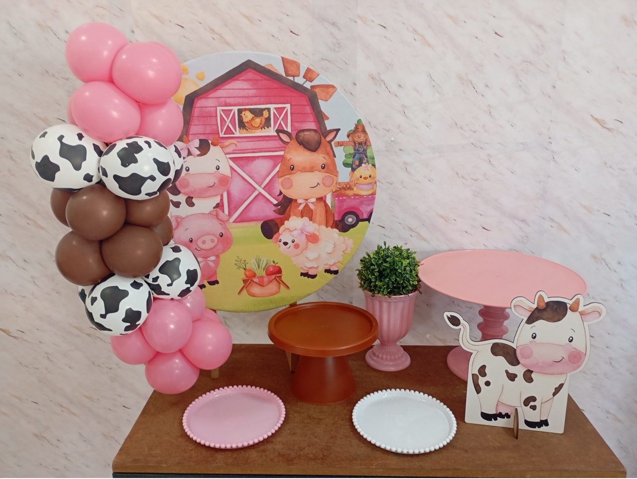 Mini Kit de Mesa Fazendinha Rosa - Greicy Art´s Decor