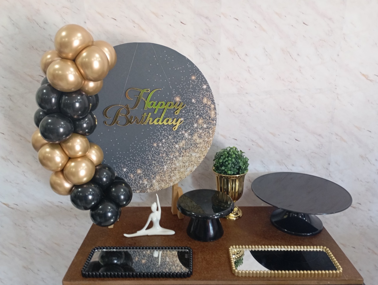 Mini Kit de Mesa Preto Glitter Dourado - Greicy Art´s Decor