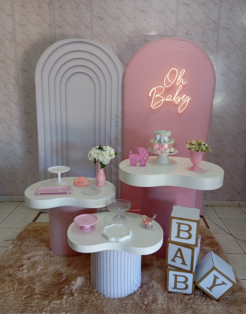 Composição Chá de Bebê Rosa - Greicy Art´S Decor