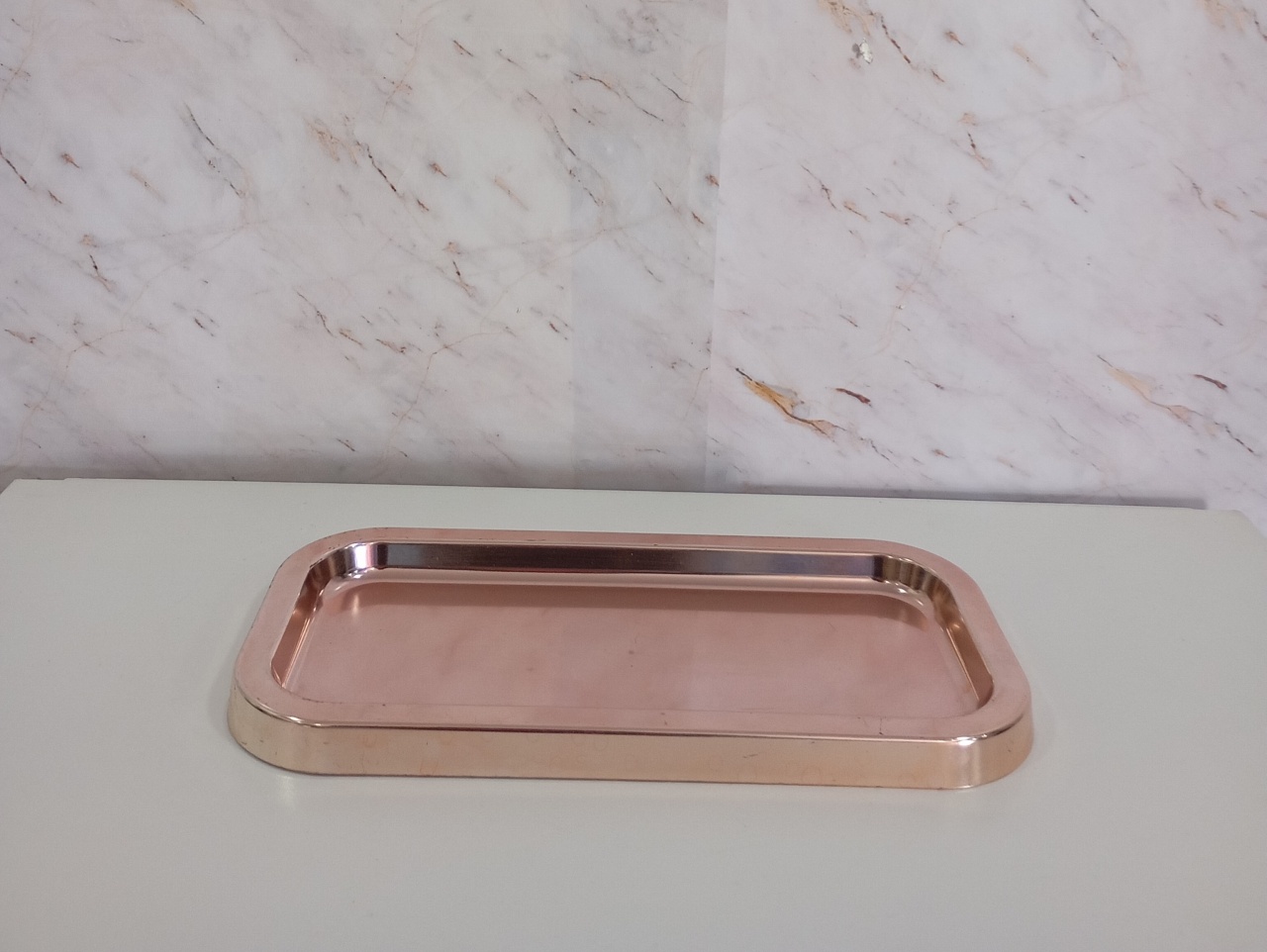 Bandeja Baixa Rosé Retangular - Greicy Art´s Decor