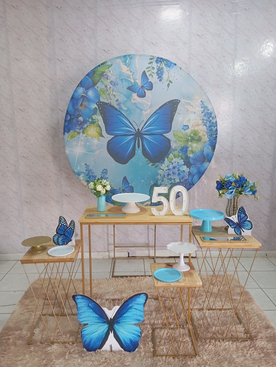 Kit Ouro Borboleta Azul - Greicy Art´S Decor