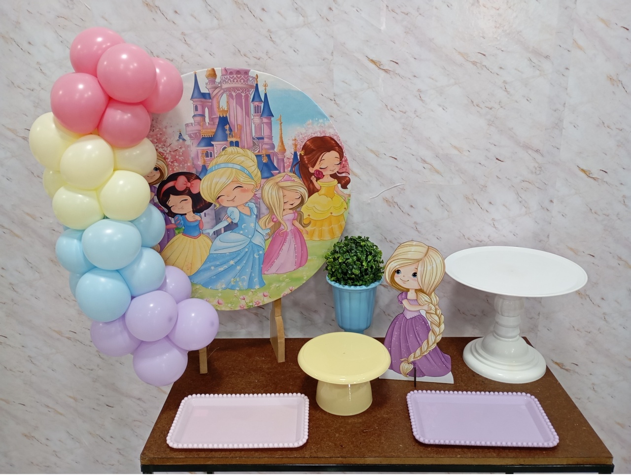 Mini Kit de Mesa Princesas Disney Aquarela - Greicy Art´s Decor