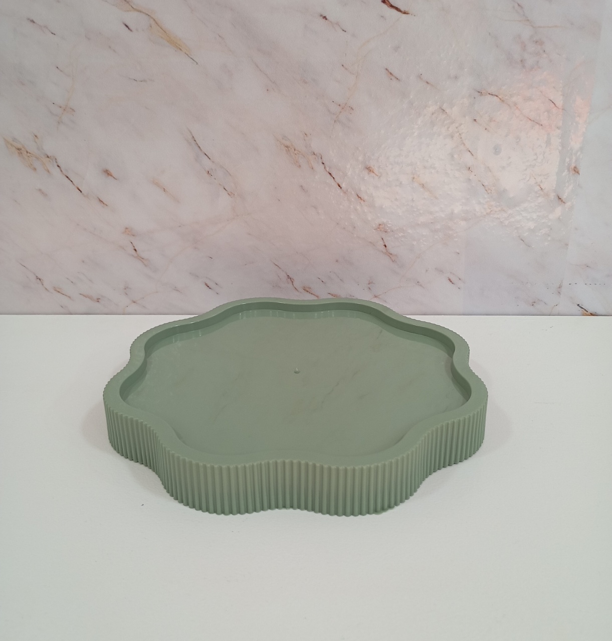 Bandeja Baixa Flor Verde Menta - Greicy Art´s Decor