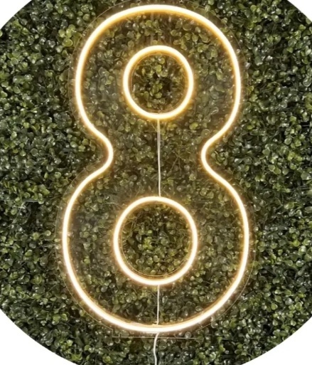 Número 8 Led Chão Ou Painel - Greicy Art´s Decor
