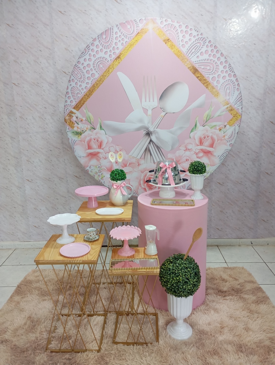 Kit Ouro Chá de Panela Rosa - Greicy Art´S Decor