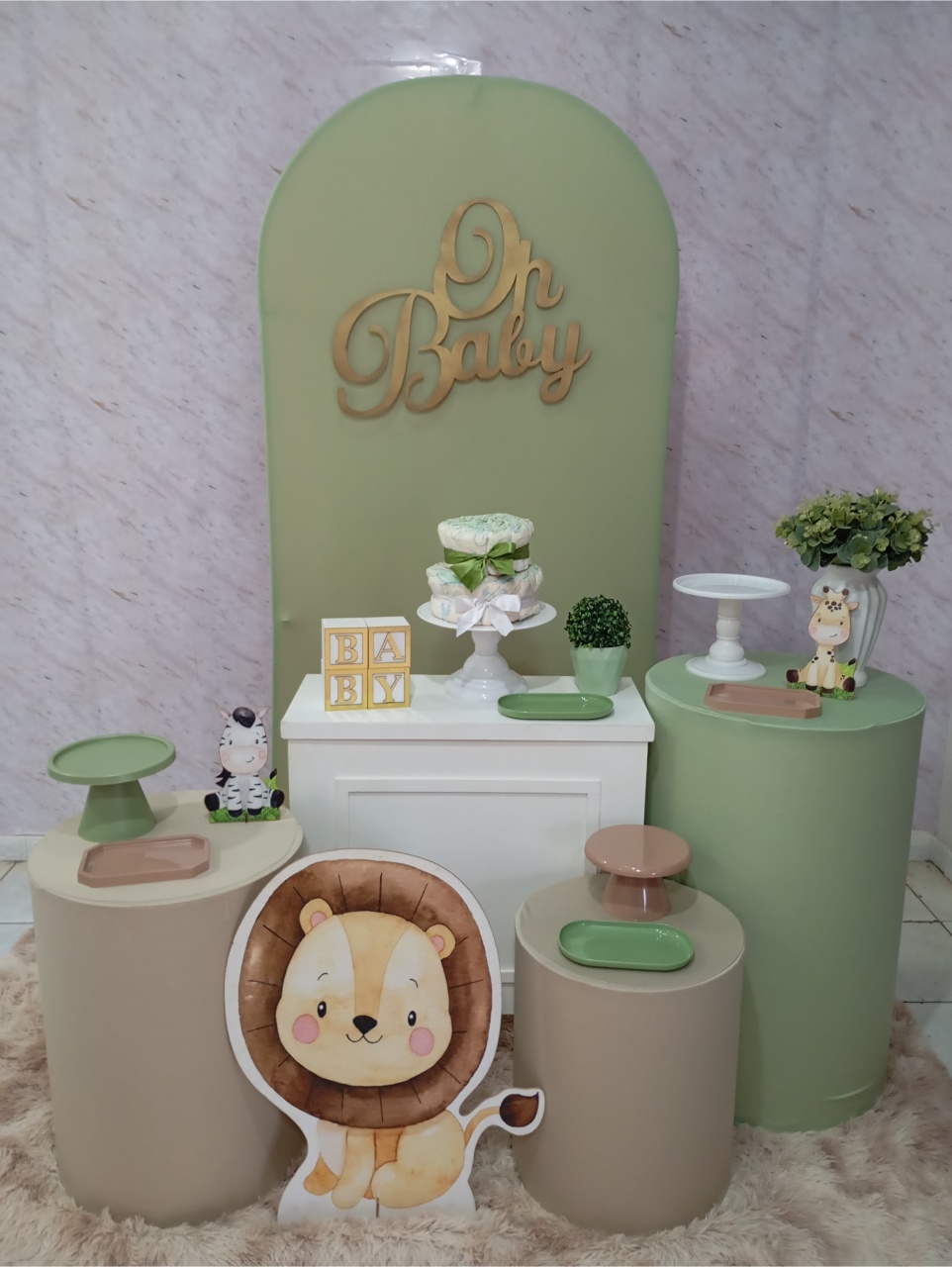 Kit Ouro Chá de Bebê Verde Chá /Nude - Greicy Art´S Decor