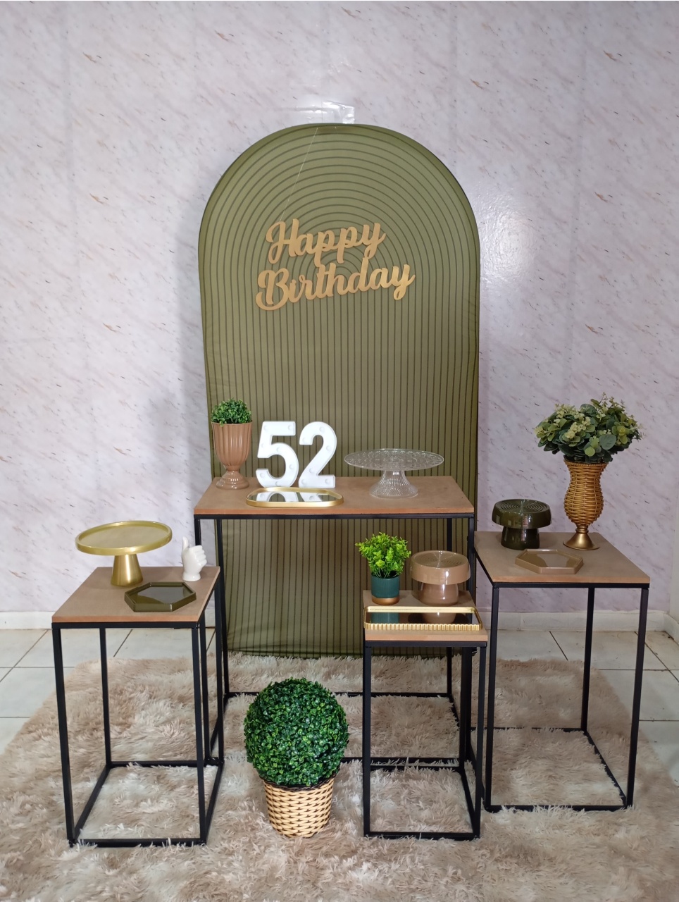 Kit Ouro Verde Ripado - Greicy Art´s Decor