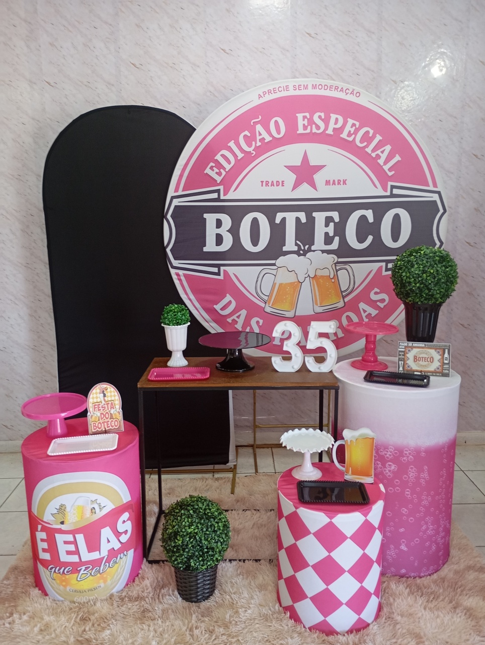 Kit Diamante Boteco Rosa - Greicy Art´s Decor