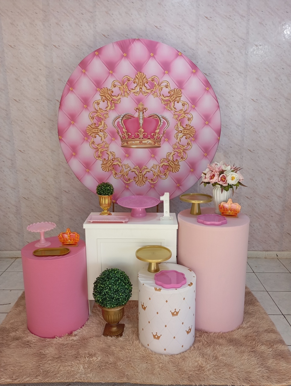 Kit Ouro Coroa/ Realeza Rosa  - Greicy Art´S Decor