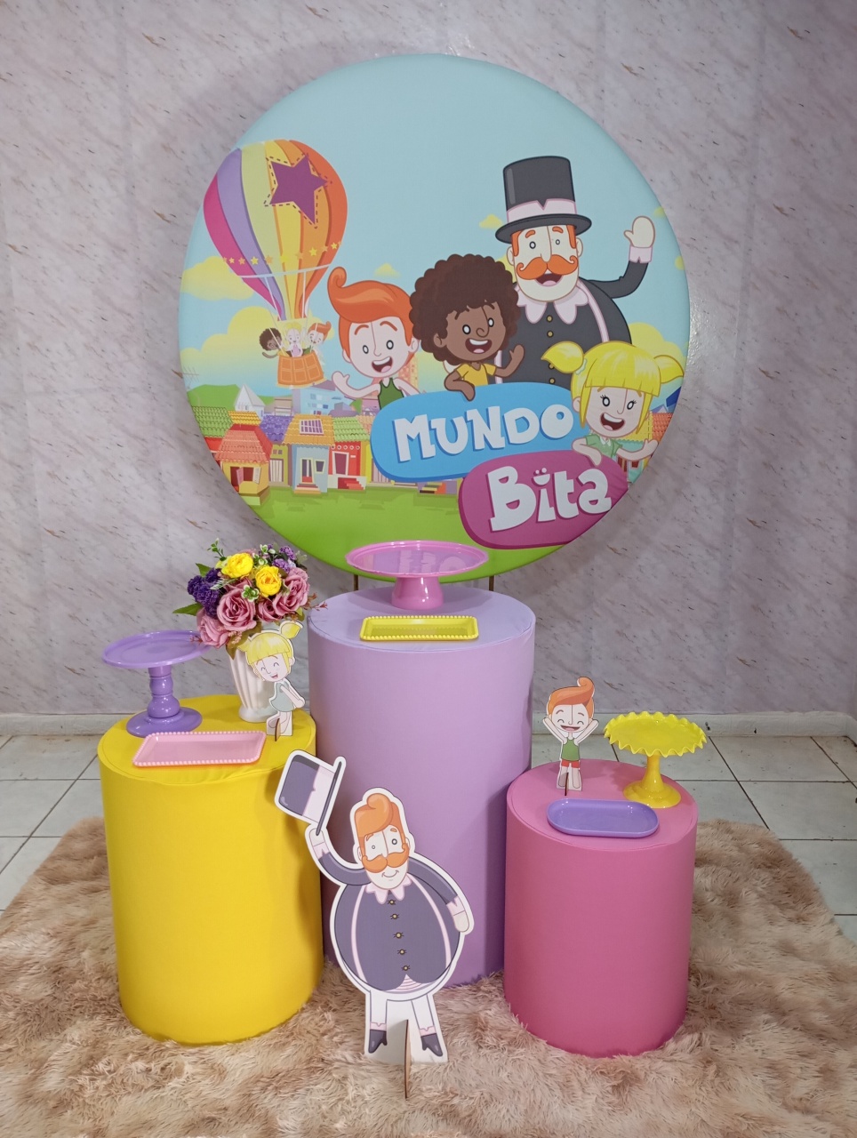 Kit Prata Mundo Bita Rosa - Greicy Art´S Decor