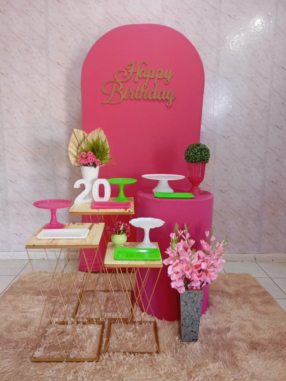 Kit Ouro Pink/ Verde Limão - Greicy Art´s Decor
