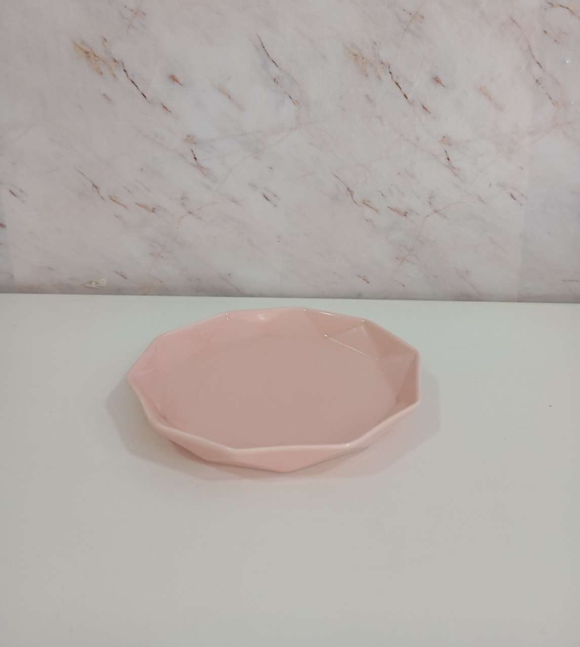 Bandeja Baixa Rosa Cerâmica Lapidada - Greicy Art´s Decor