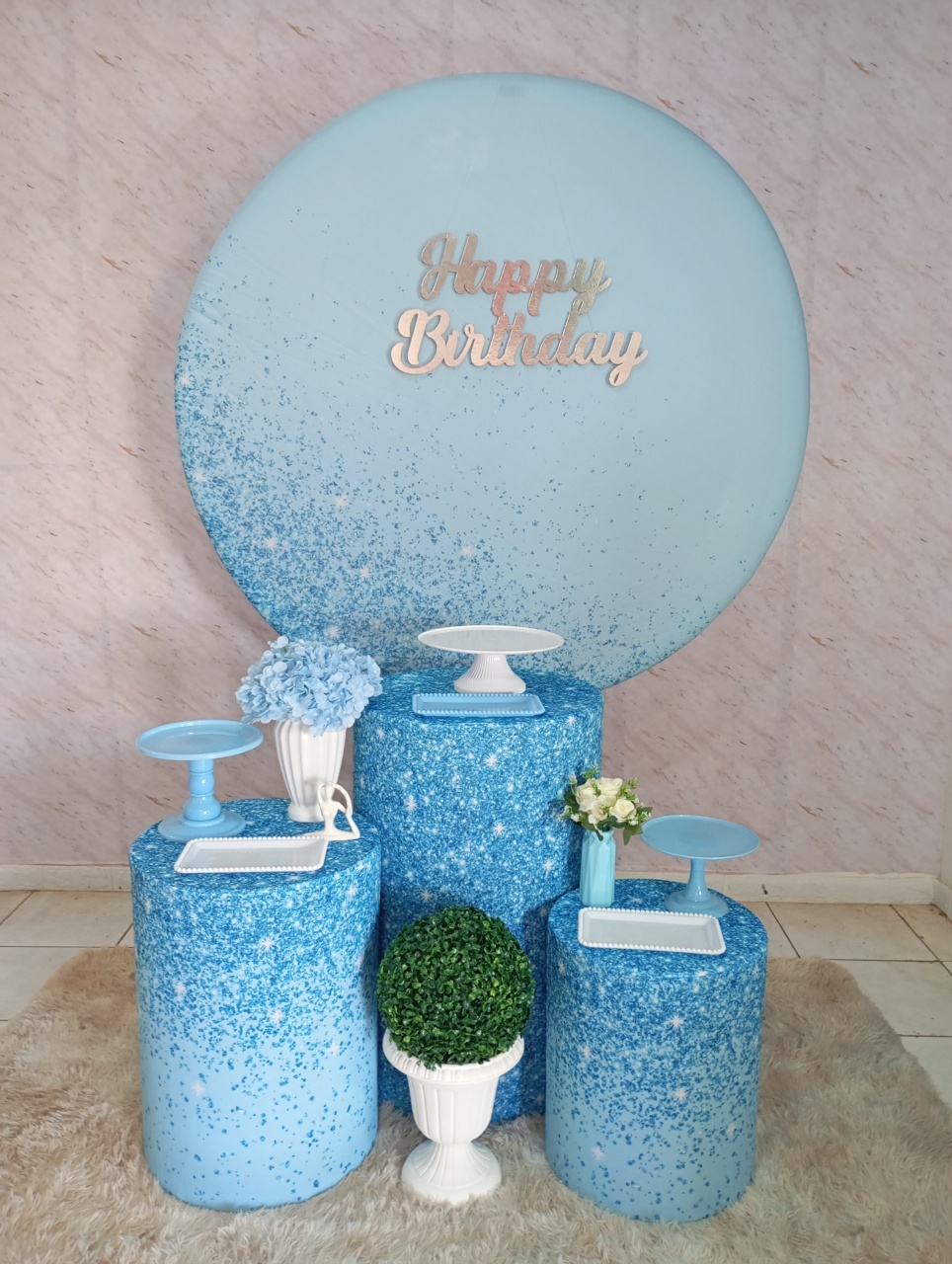 Kit Prata Azul Glitter Ii - Greicy Art´s Decor