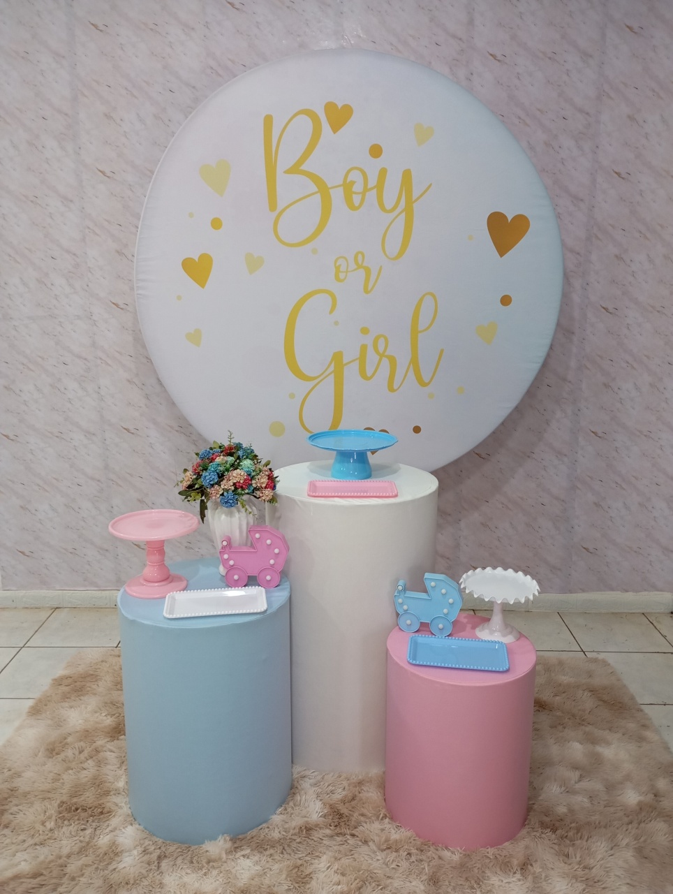 Kit Prata Chá Revelação Boy Or Girl Rosa E Azul - Greicy Art´s Decor