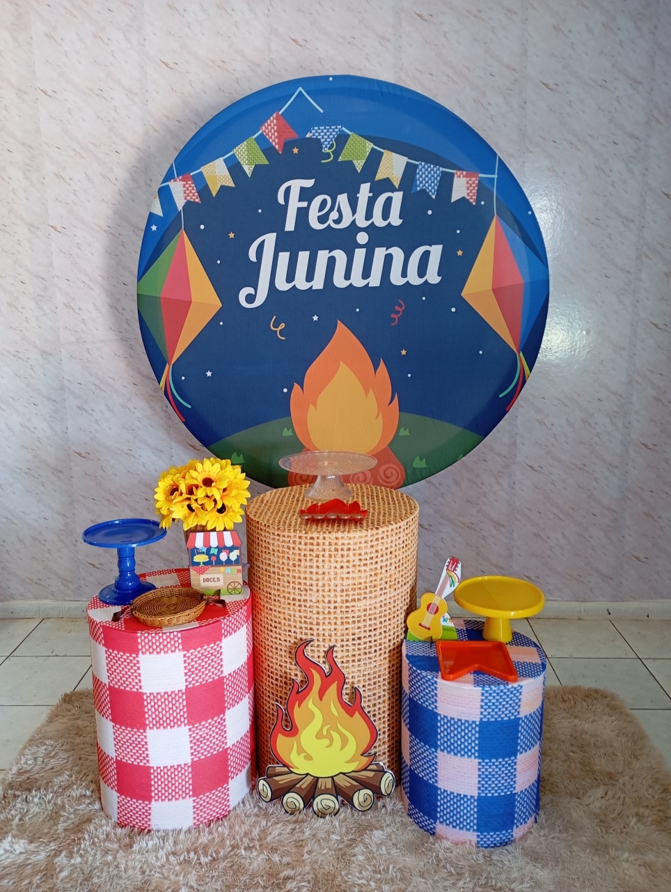 Kit Prata Arraiá Junino Fogueira Azul - Greicy Art´S Decor