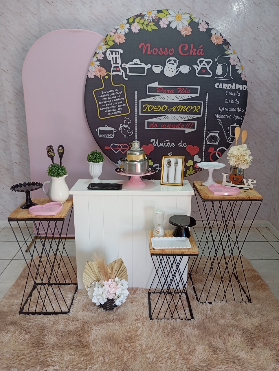 Kit Diamante Chá de Panela Preto/Rosa - Greicy Art´s Decor