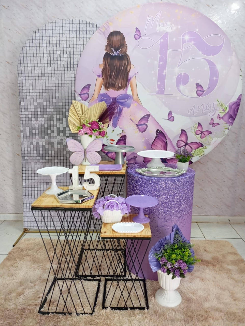 Kit Diamante 15 Anos Lilás  - Greicy Art´S Decor