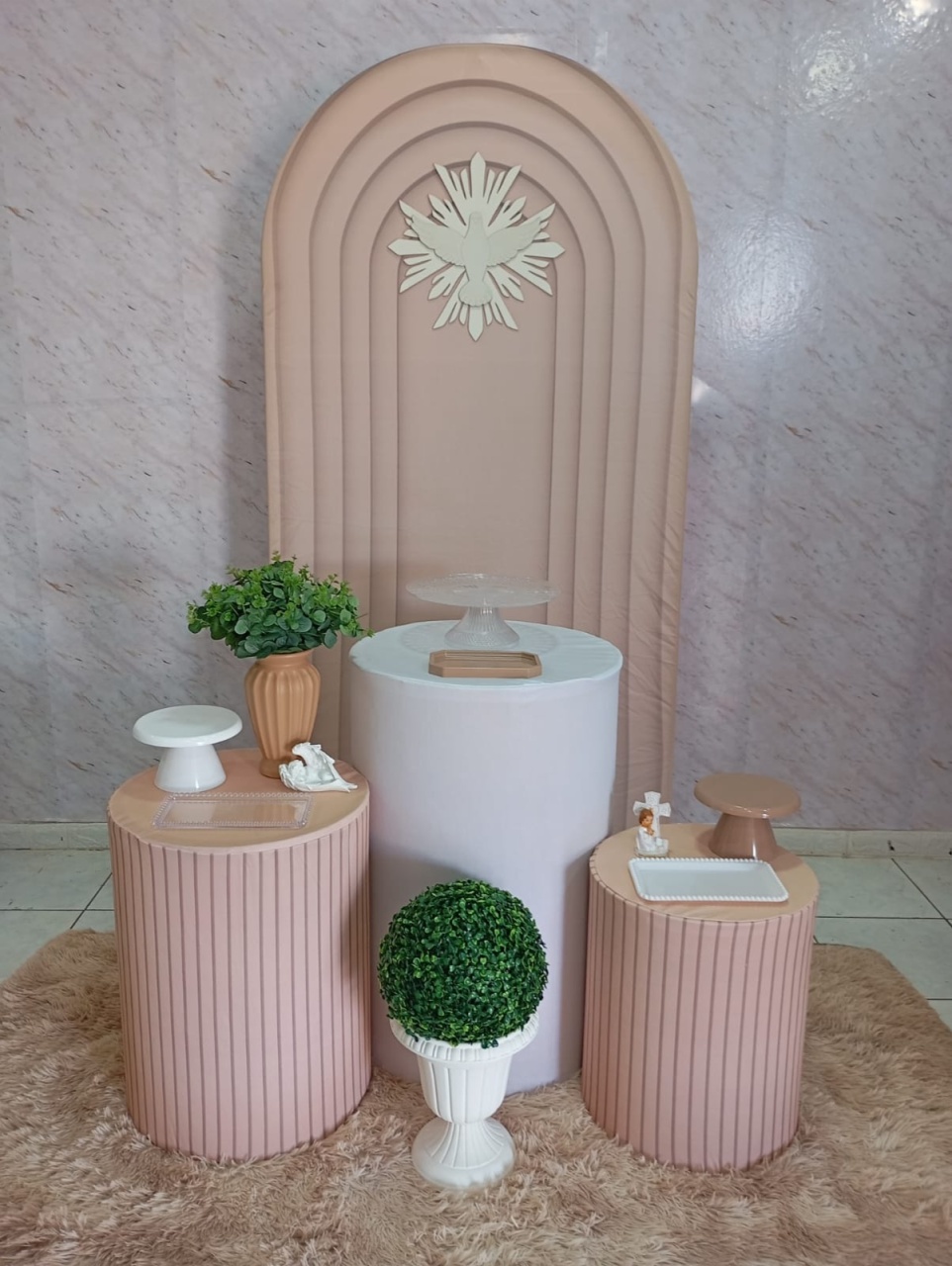 Kit Prata Batizado Portal Bege - Greicy Art´S Decor