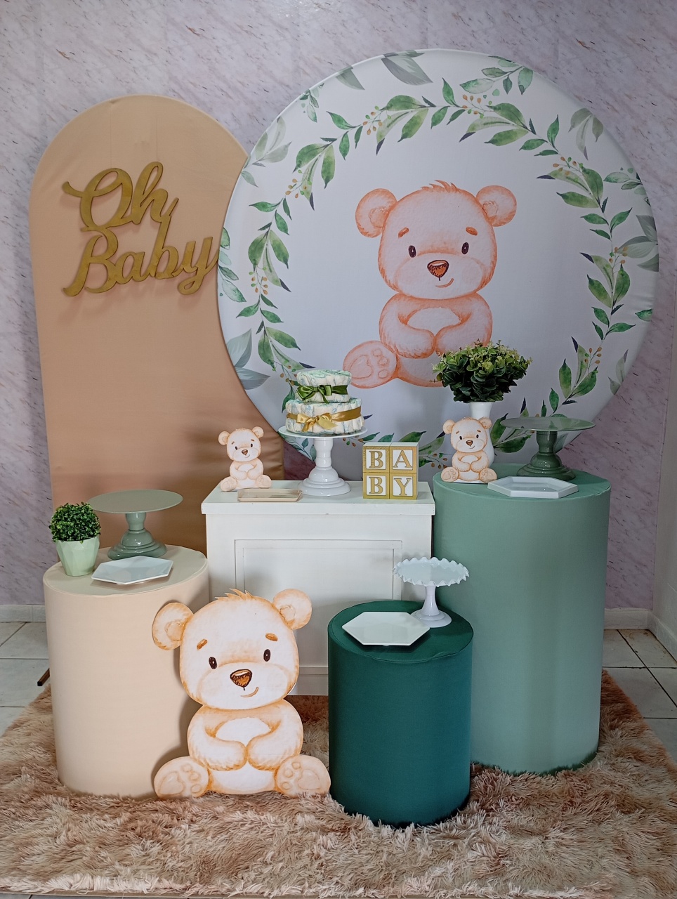 Kit Diamante Chá de Bebê Ursinho Verde - Greicy Art´s Decor