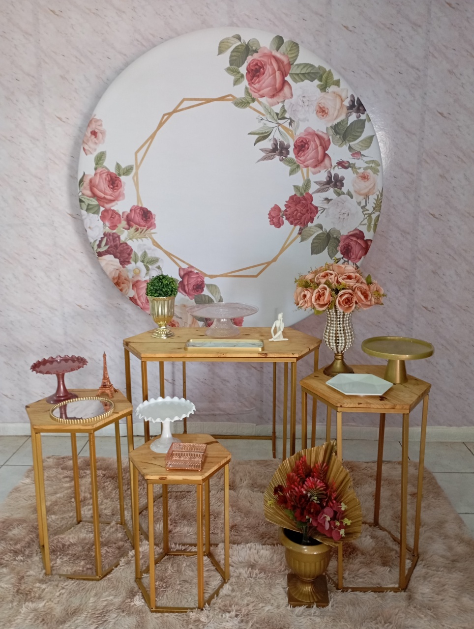 Kit Ouro Floral Octagonal - Greicy Art´S Decor