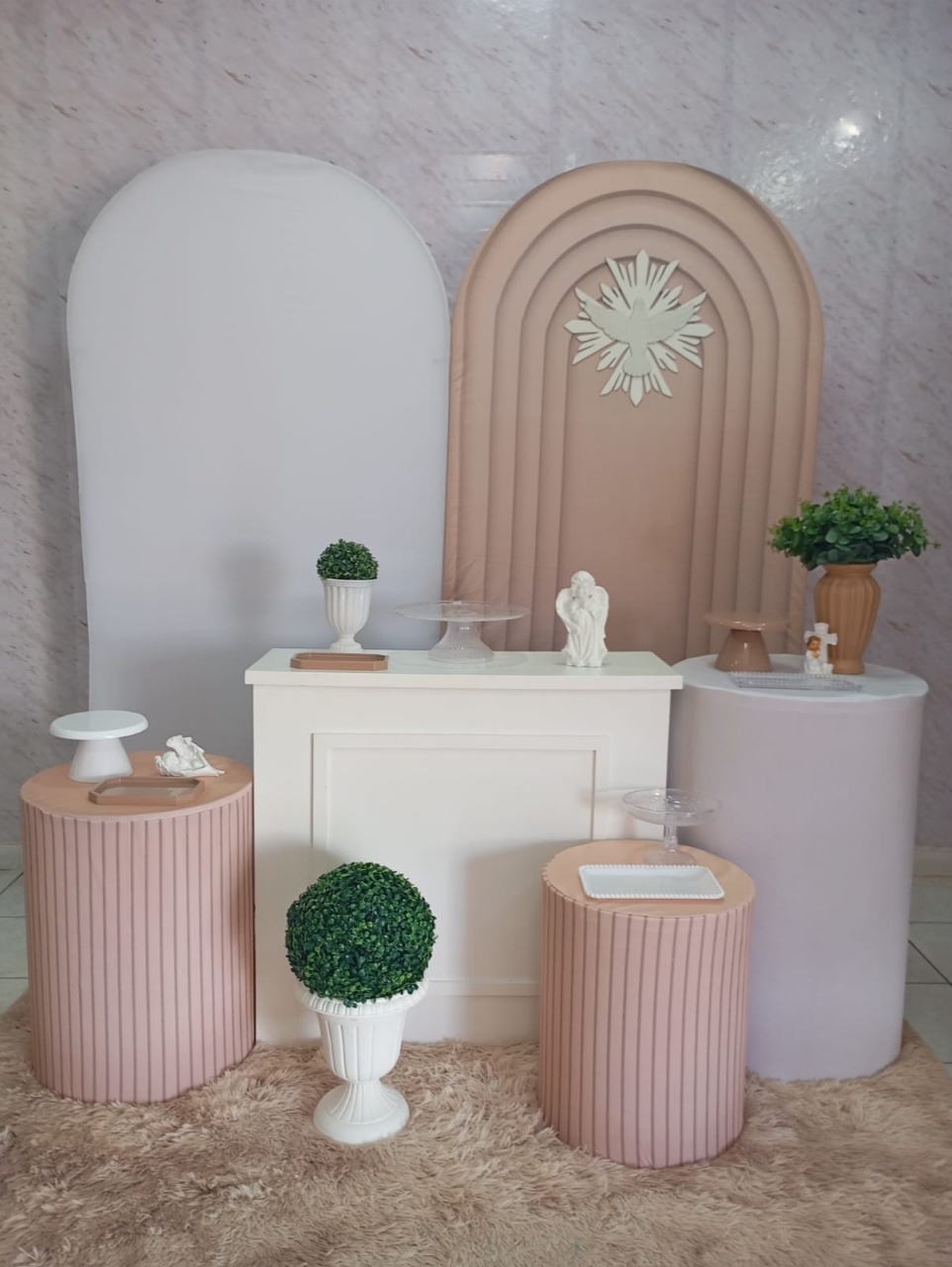 Kit Diamante Batizado Portal Bege - Greicy Art´S Decor