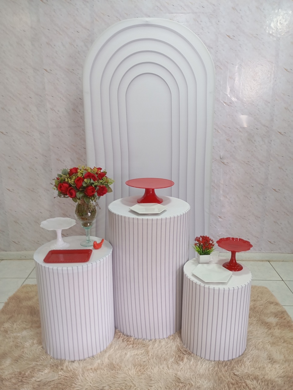Kit Prata Branco Com Vermelho - Greicy Art´S Decor
