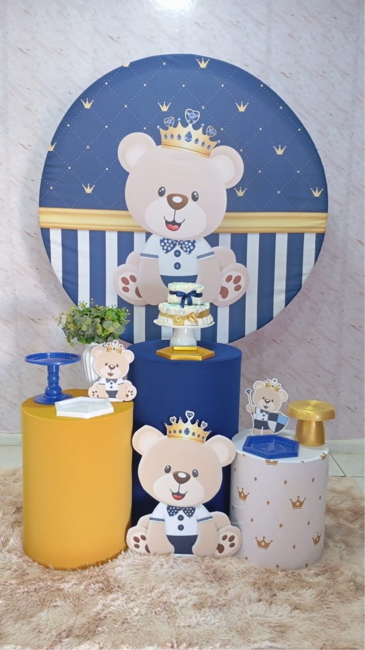 Kit Prata Ursinho Príncipe Azul - Greicy Art´S Decor