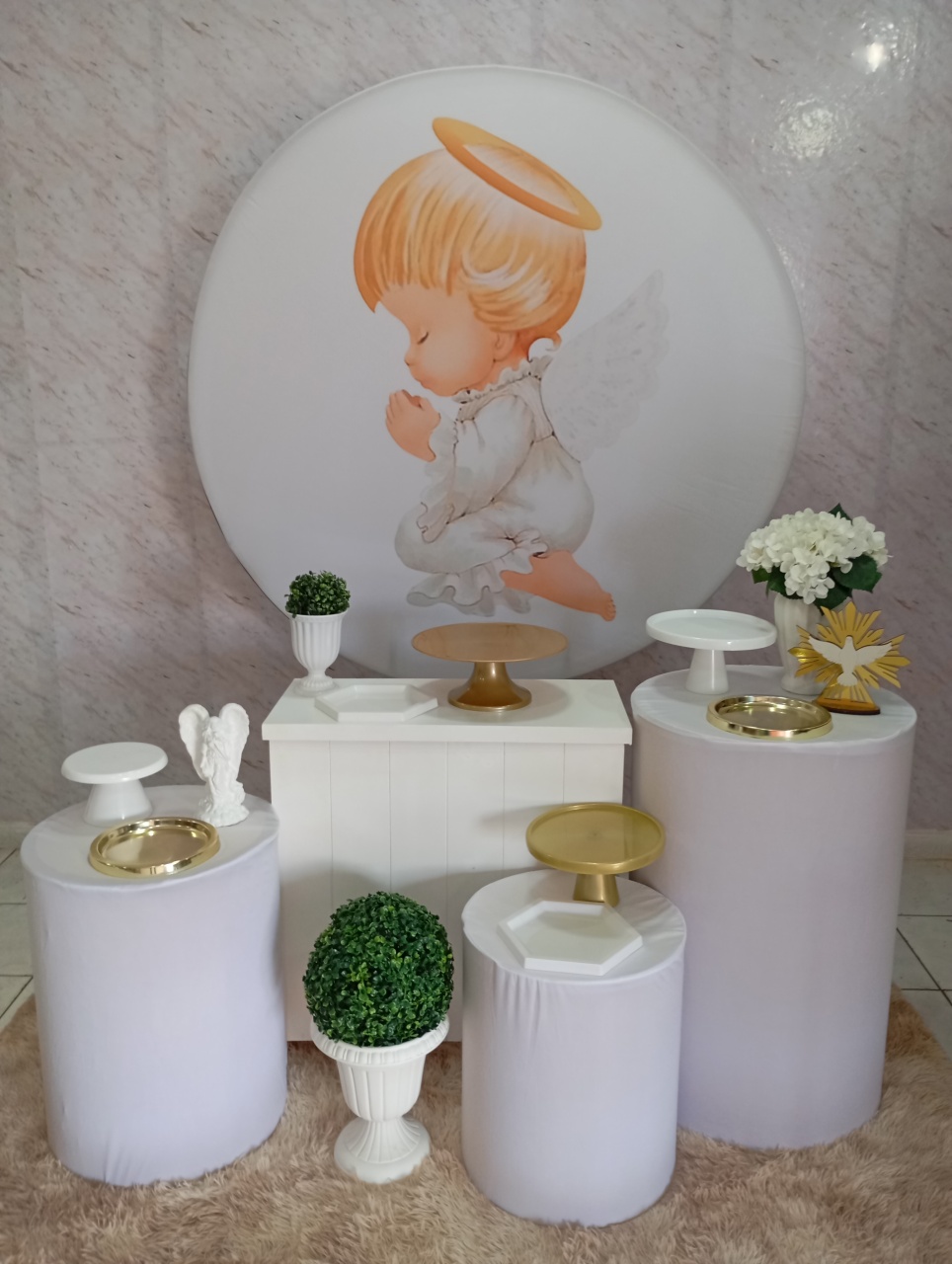 Kit Ouro Batizado Anjinho - Greicy Art´S Decor