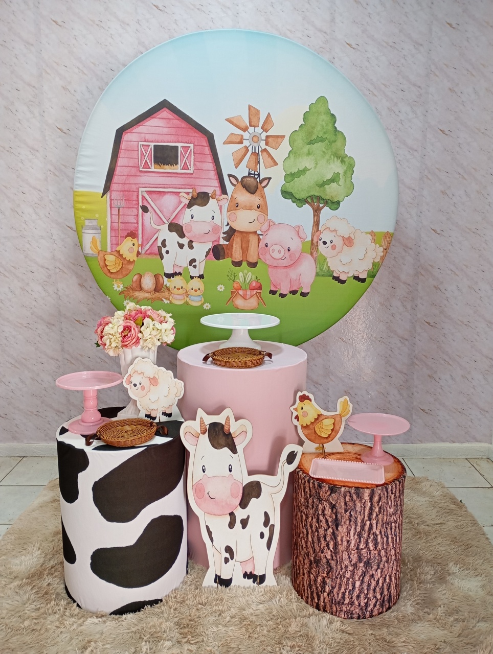 Kit Prata Fazendinha Rosa  - Greicy Art´S Decor