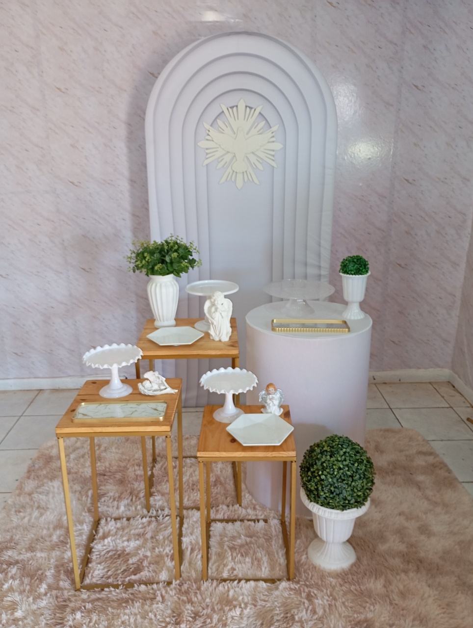 Kit Ouro Batizado Portal Branco - Greicy Art´S Decor