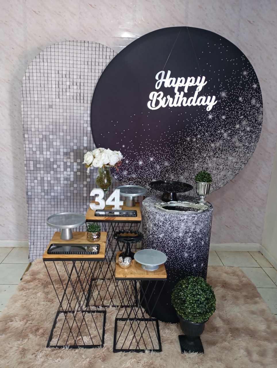 Kit Diamante Preto Glitter Prata - Greicy Art´s Decor