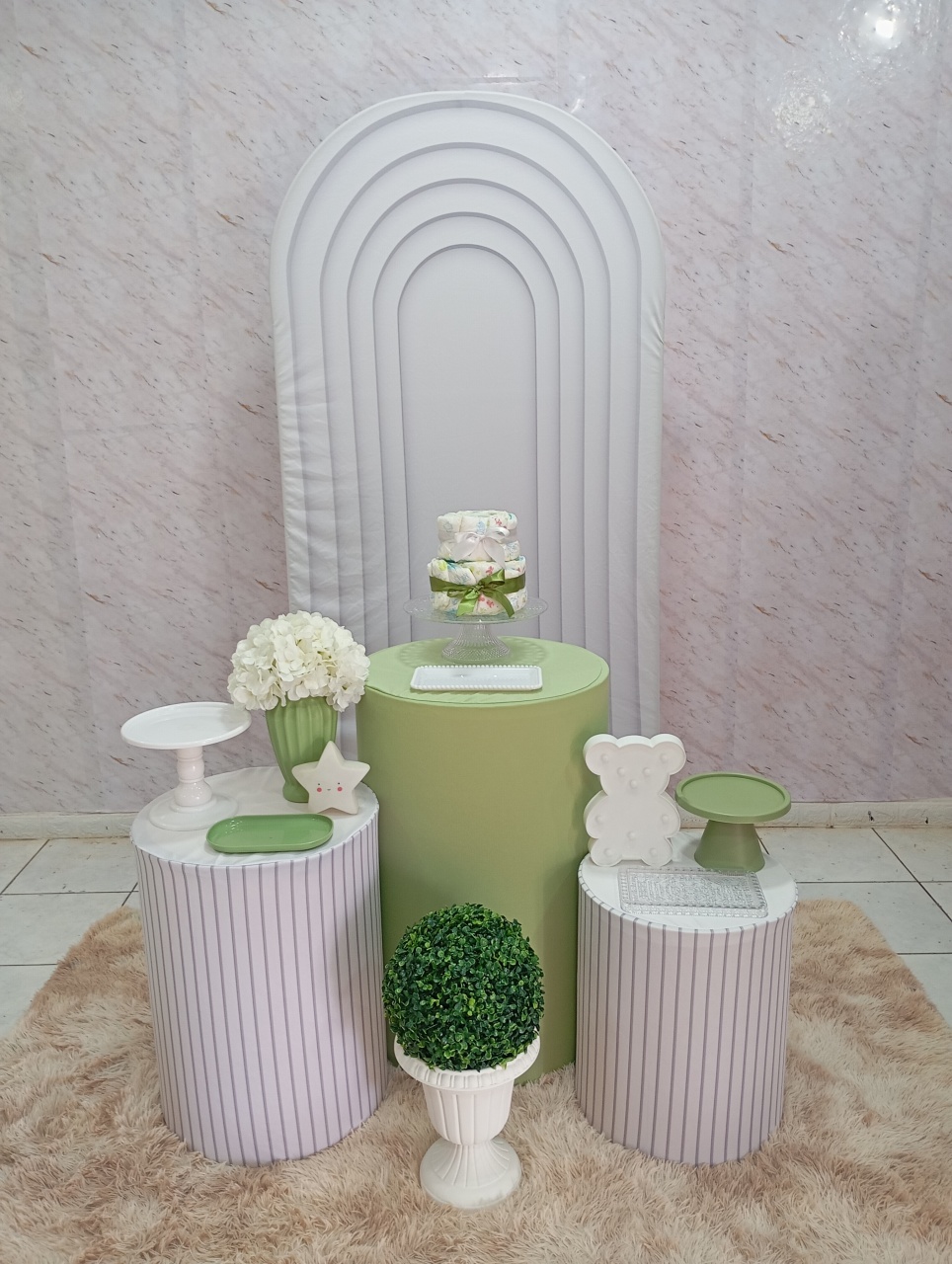 Kit Prata Chá de Bebê Verde  - Greicy Art´S Decor