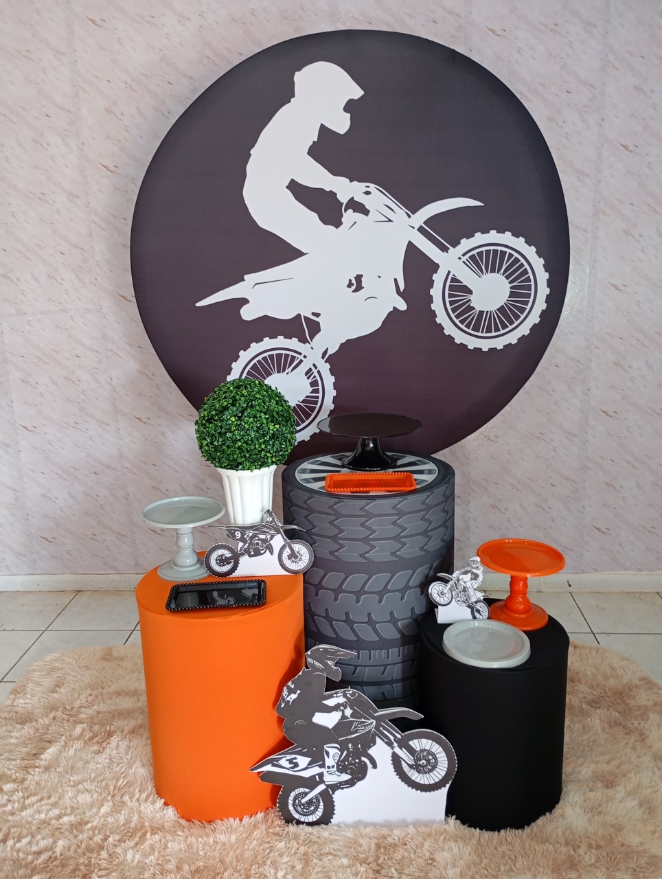 Kit Prata Motocross Laranja - Greicy Art´s Decor