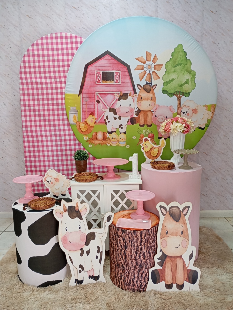 Kit Diamante Fazendinha Rosa  - Greicy Art´S Decor
