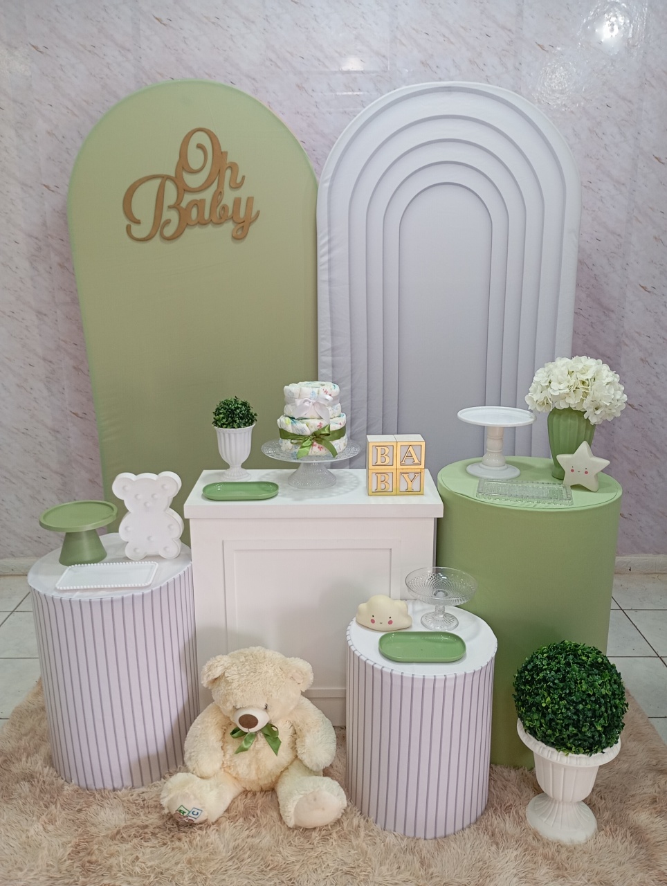 Kit Diamante Chá de Bebê Verde  - Greicy Art´S Decor