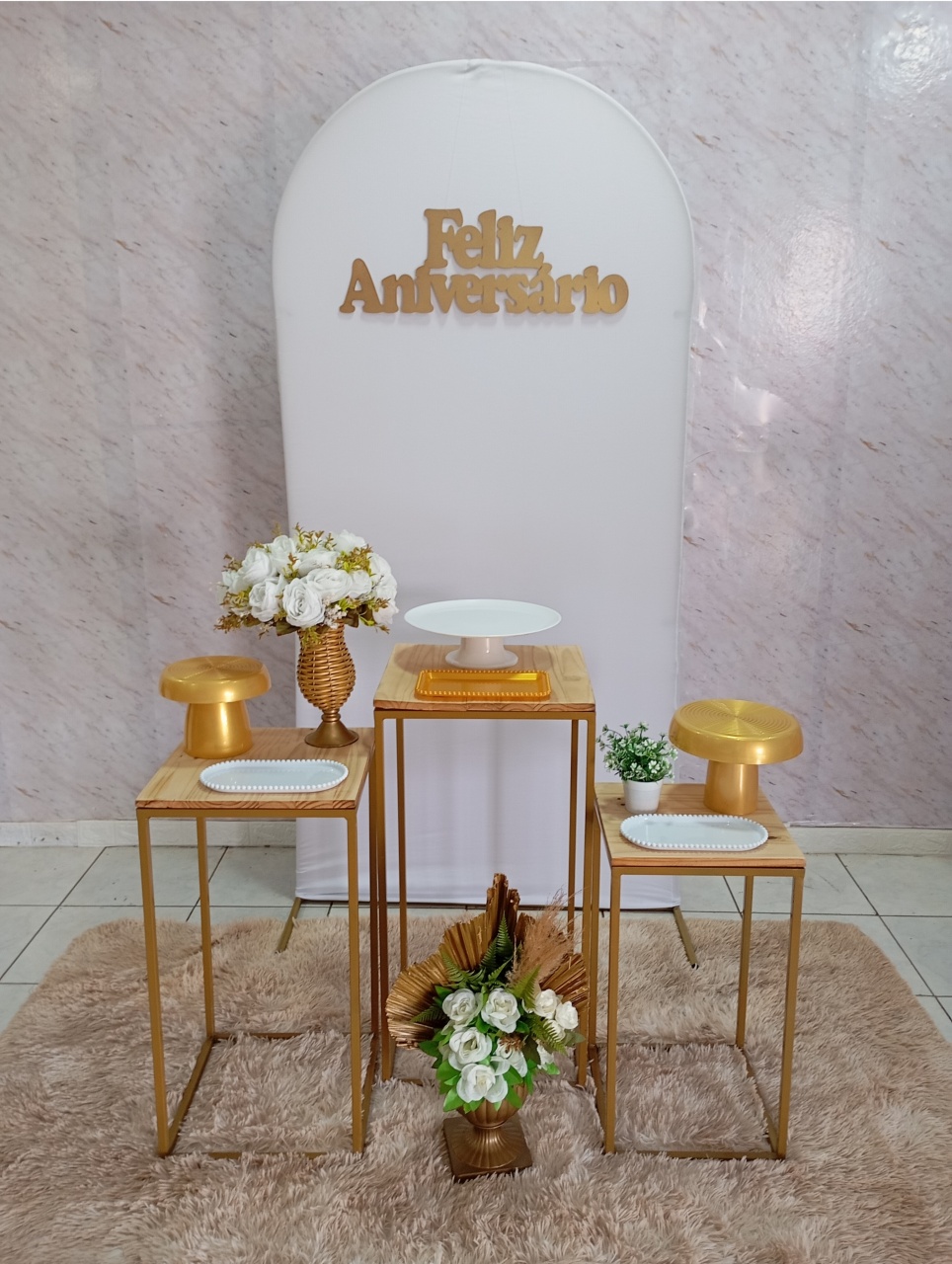 Kit Prata Romano Branco Com Dourado - Greicy Art´s Decor