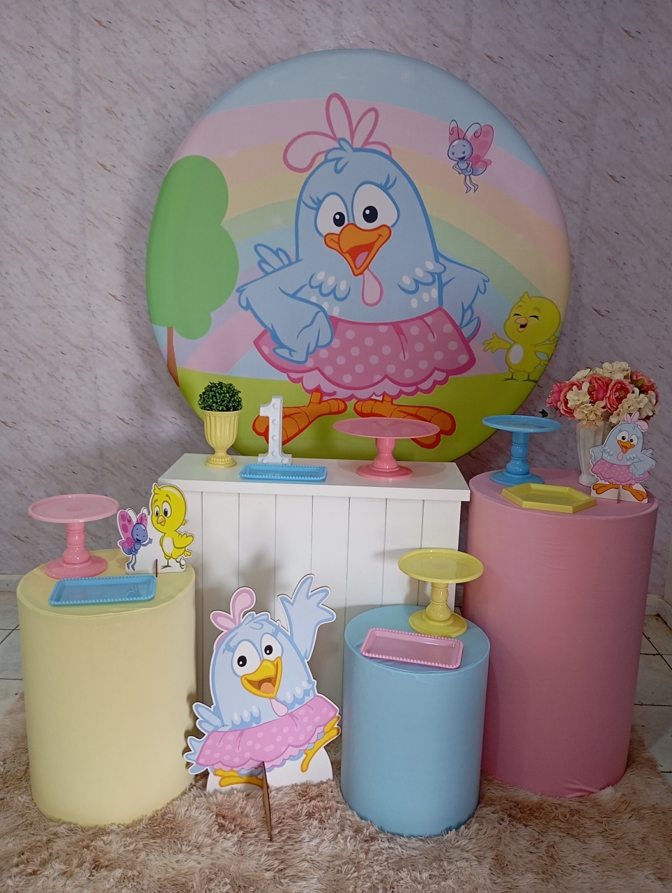 Kit Ouro Galinha Pintadinha Rosa - Greicy Art´s Decor