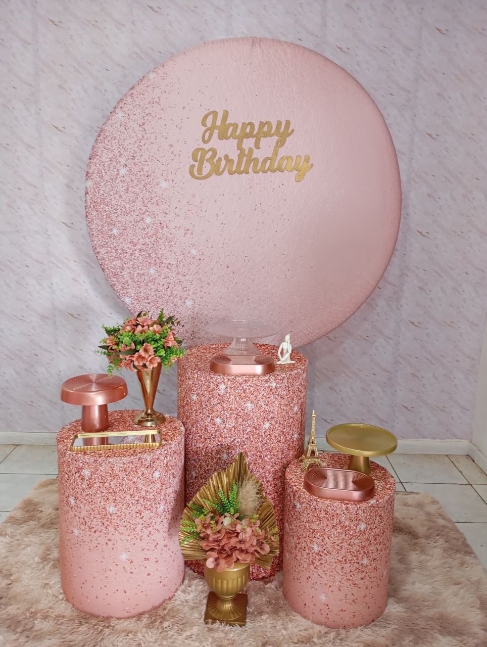 Kit Prata Rosé Glitter Ii - Greicy Art´S Decor