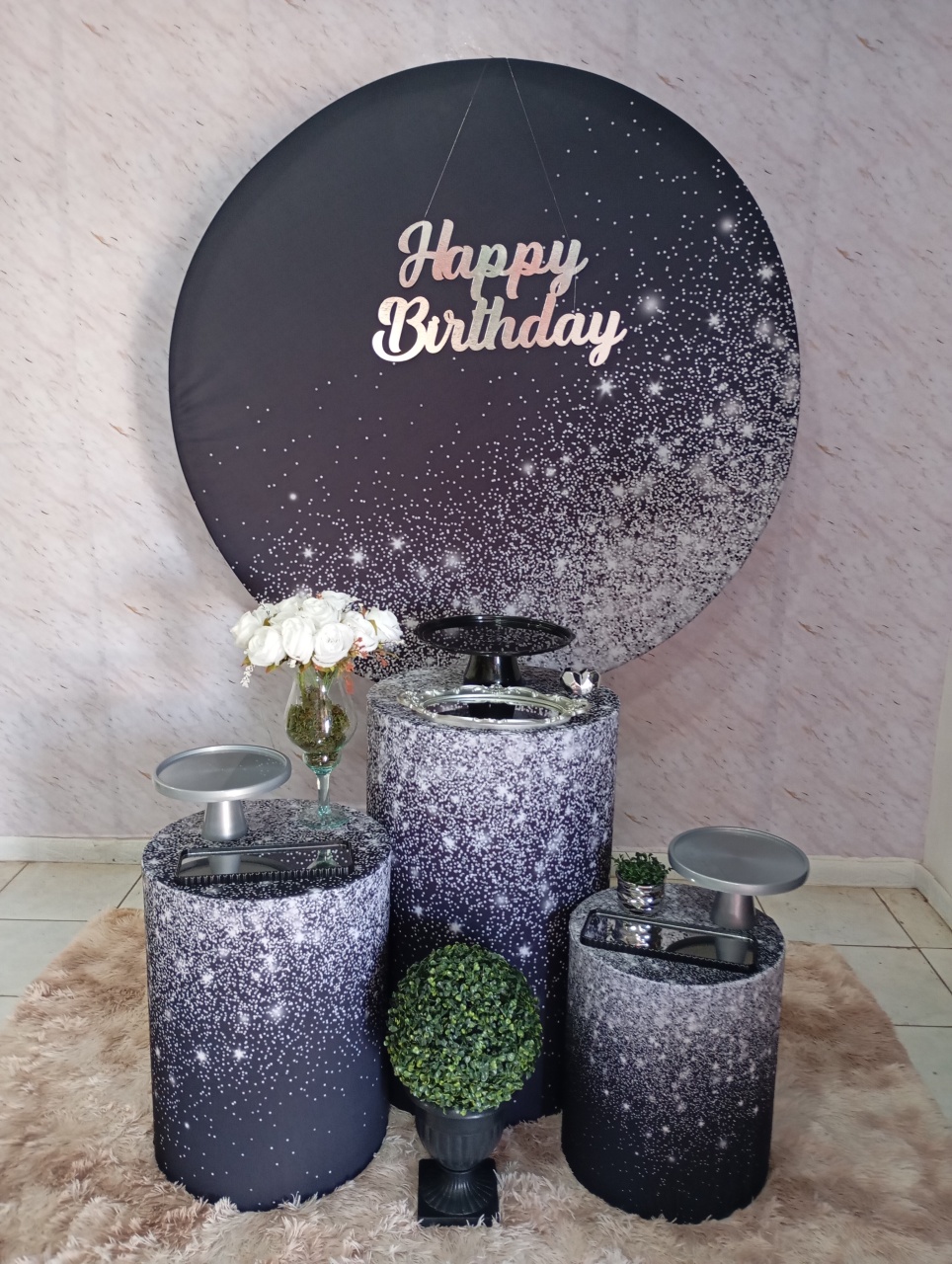Kit Prata Preto Glitter Prata Ii - Greicy Art´s Decor
