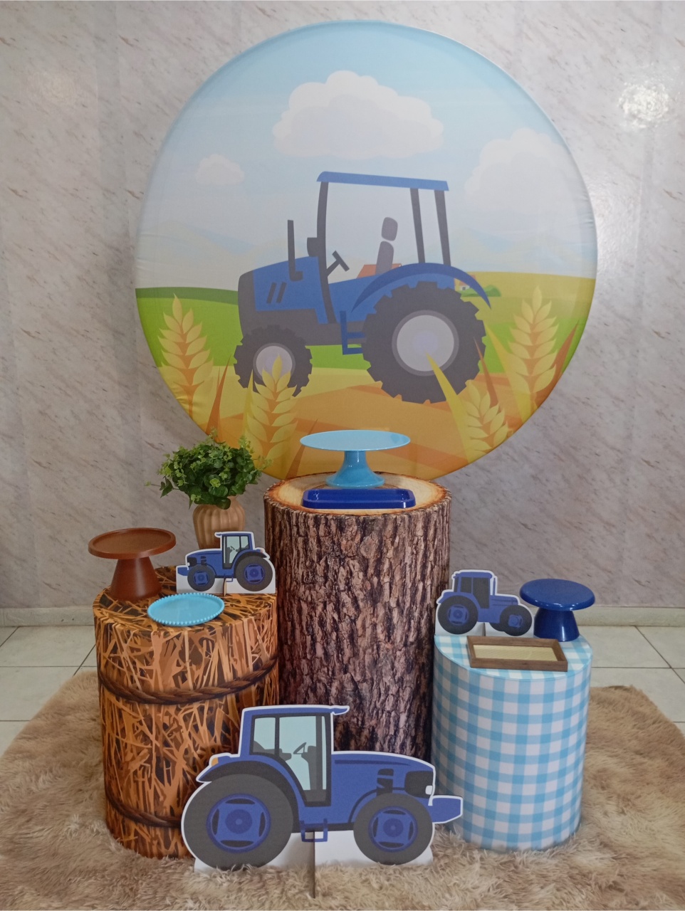 Kit Prata Trator Azul - Greicy Art´S Decor