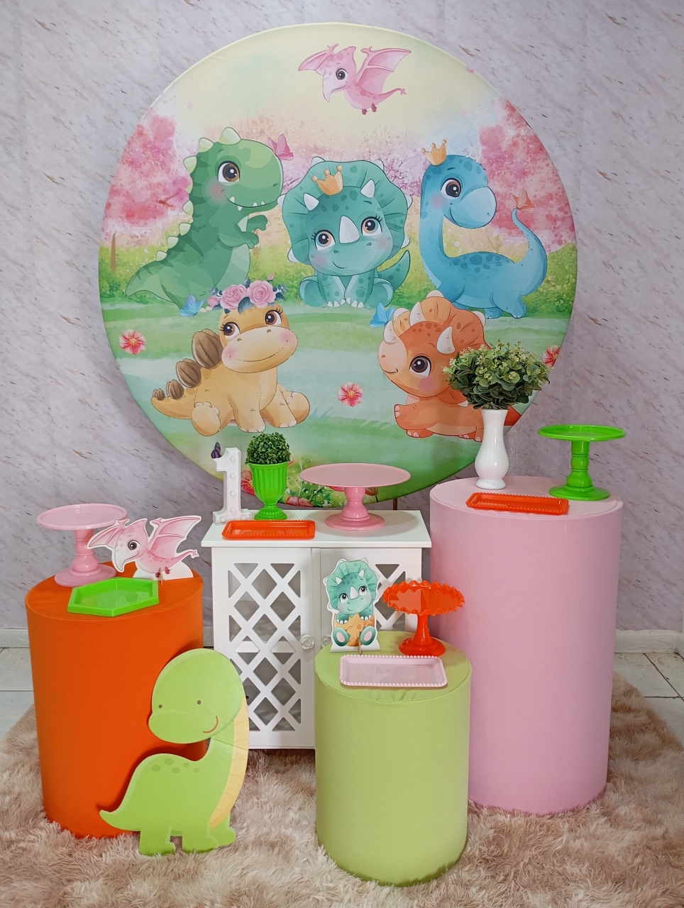 Kit Ouro Dino Baby Rosa - Greicy Art´s Decor